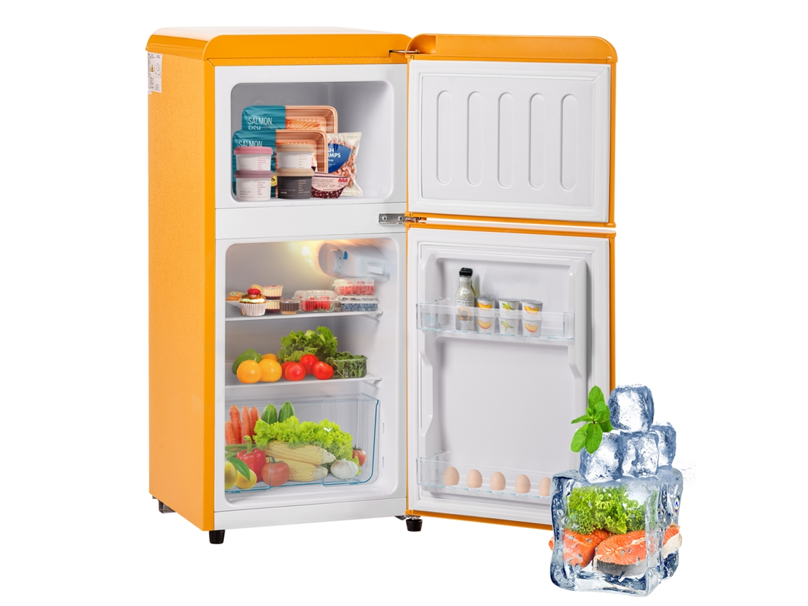 Frigorífico Retro De 60 Litros, Congelador De 22 Litros, Iluminación Led, Clase De Eficiencia Energética E.