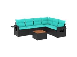 Maison Exclusive - Conjunto De Sofá De Jardín De 7 Piezas Con Cojines, De Poliratán Negro