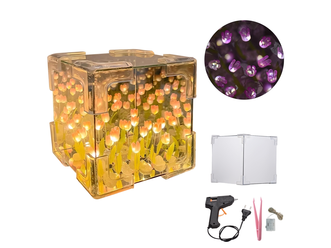 Lámpara Tulipán Diy 2 En 1 Espejo Luz Nocturna Decorativa Hecha A Mano Regalo Creativo Para Dormitorio Sala De Estar
