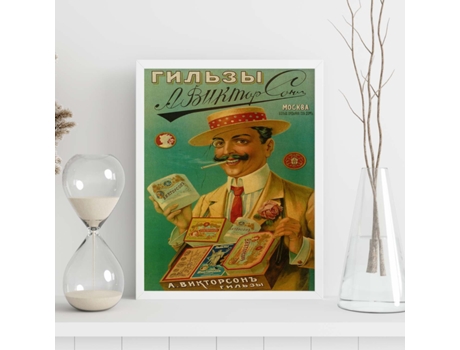 Poster NACNIC Vintage Anuncio vintage de papeles de tabaco de Viktorson de 1905.