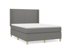 Maison Exclusive - Cama Box Spring Con Colchón Tela Gris Oscuro 140x200 Cm