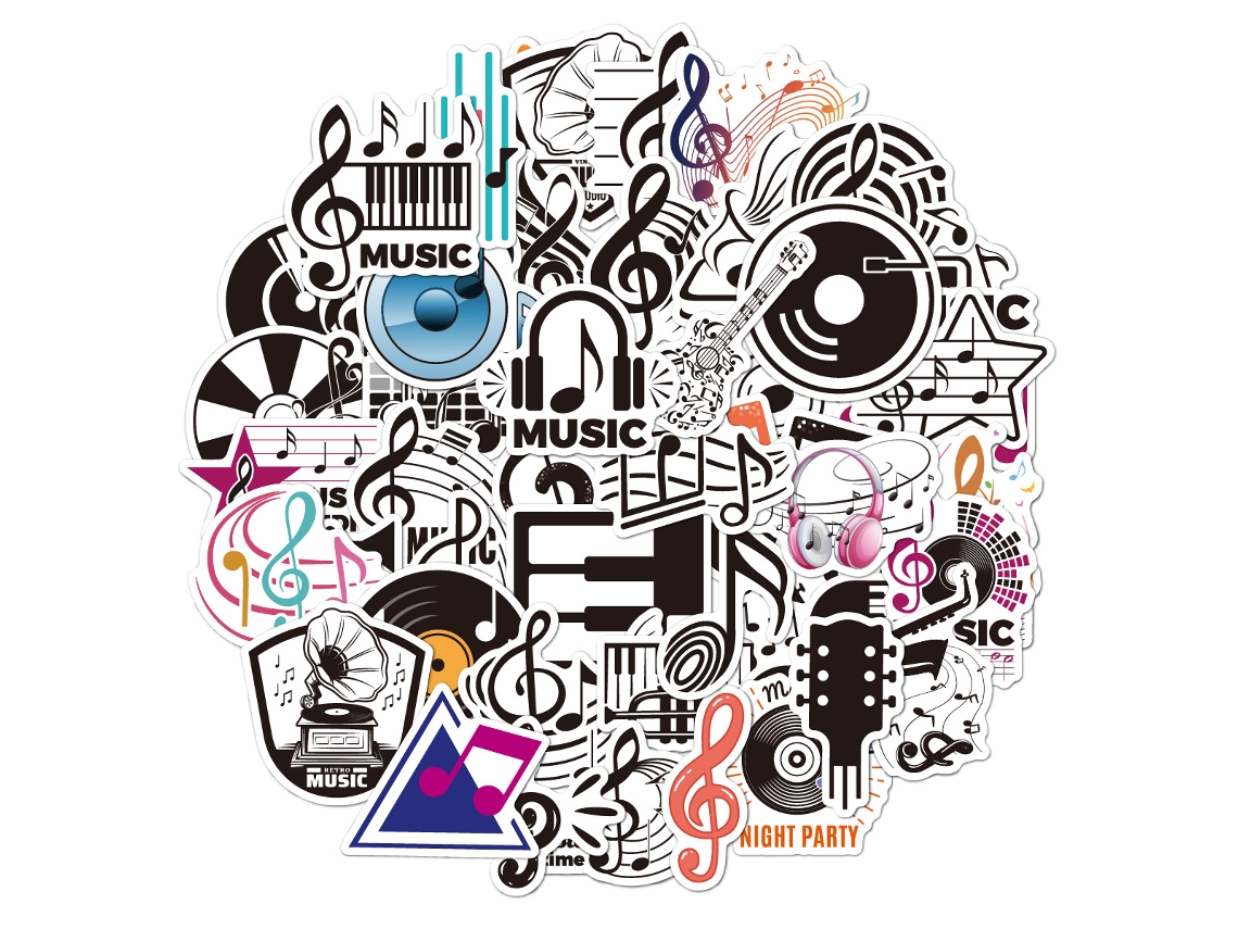 Pegatinas De Notas Musicales - 50 Pegatinas Adhesivas De Vinilo