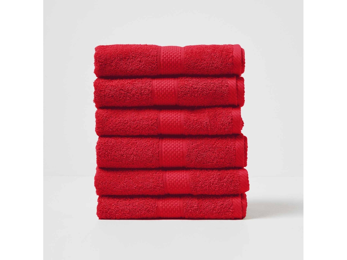 Homescapes Turkish Cotton Hand Towel Set Of 6, Red