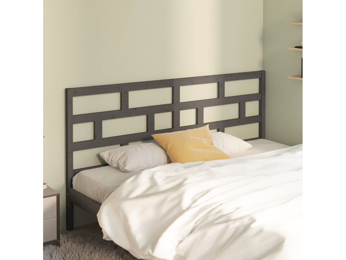 Cabecero De Cama Madera Maciza De Pino Gris 186x4x100 Cm