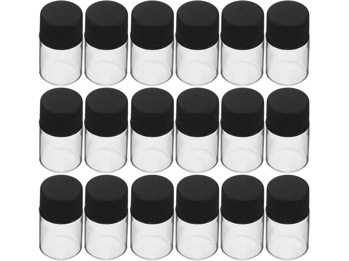 Nuobesty Pacote Com 40 Mini Frascos De Vidro Transparente De 5ml Para Amostras Com Tampas Brancas Herméticas E