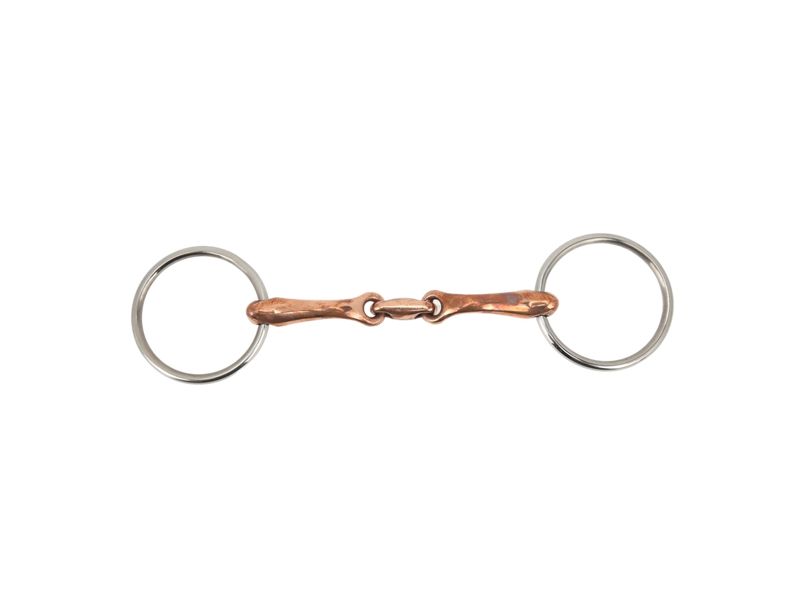 Bocado de caballo de acero inoxidable de 135 mm con anillo de cobre.