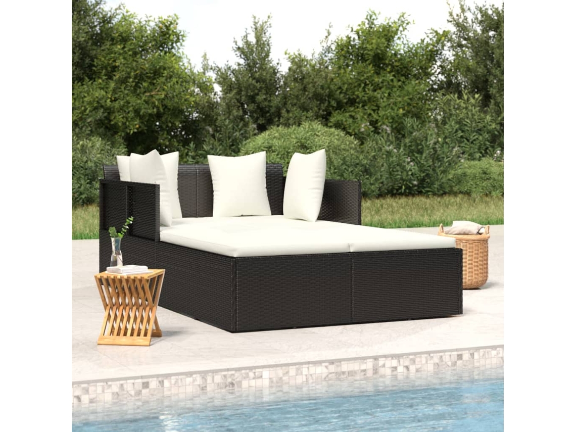 Tumbona HARLANV1 con cojines, 182x118x63 cm, mimbre.