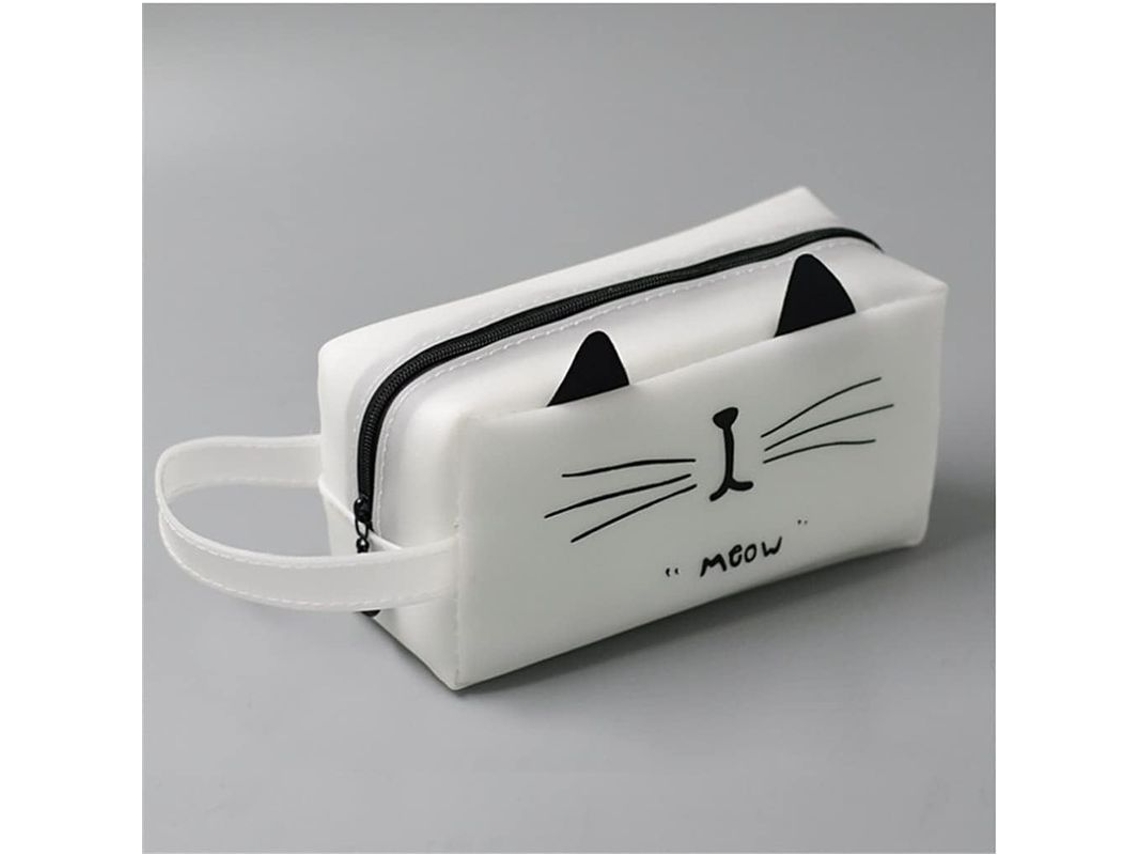 2026rebe-estuche De Lápices Bonito, Bolsa De Almacenamiento De Papelería Portátil (gato Blanco)