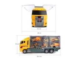 Caminhão Porta-veículos De Construção 6 Em 1 Com Mini Veículos De Metal E Função De Ejeção