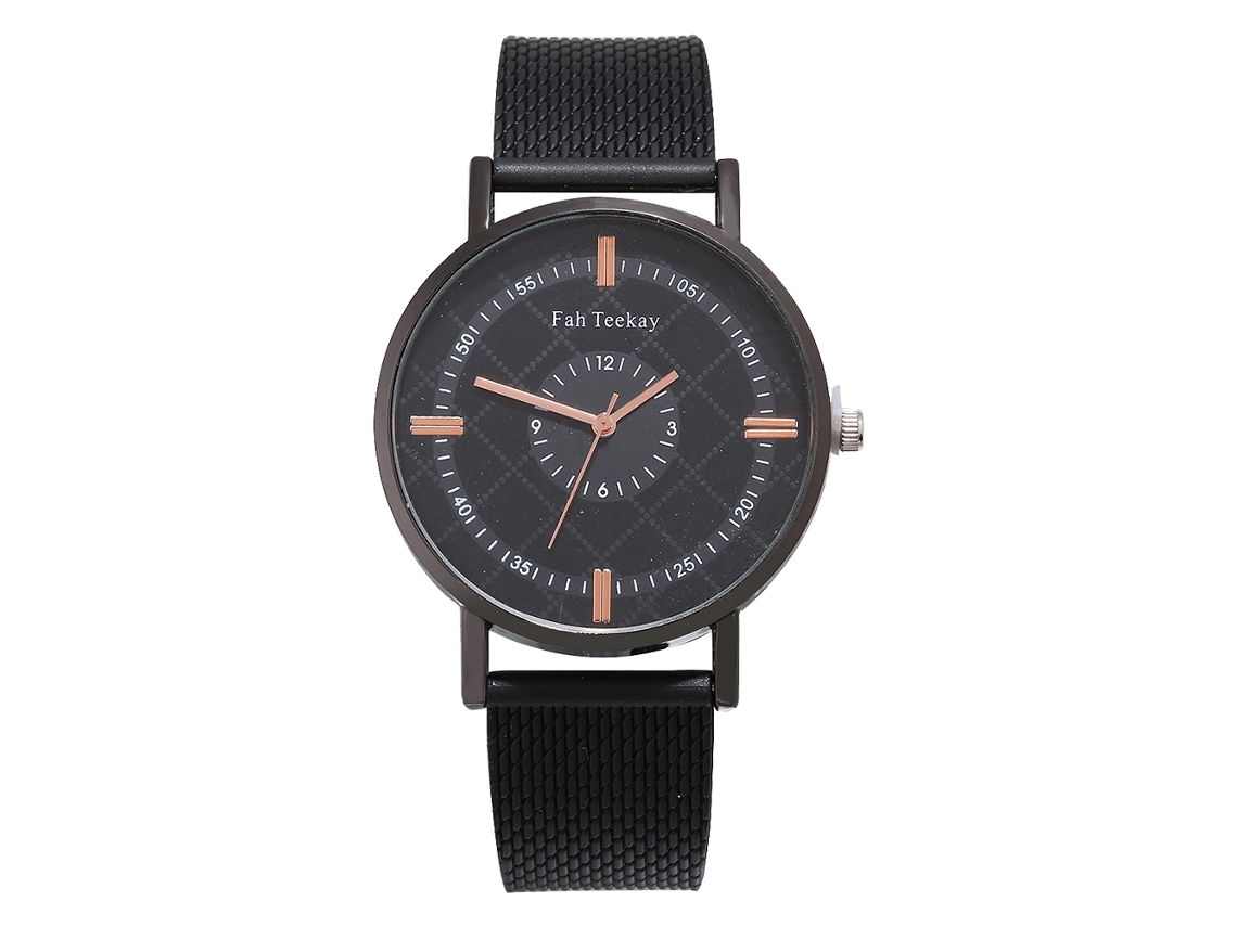 Reloj De Pulsera Informal Para Hombre Con Correa De Malla Y Esfera Redonda, Cuarzo, Oro Negro.