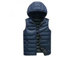2026-6434-chaleco Acolchado Sin Mangas Para Hombre Con Capucha Desmontable Impermeable Talla Ajustada S Armada