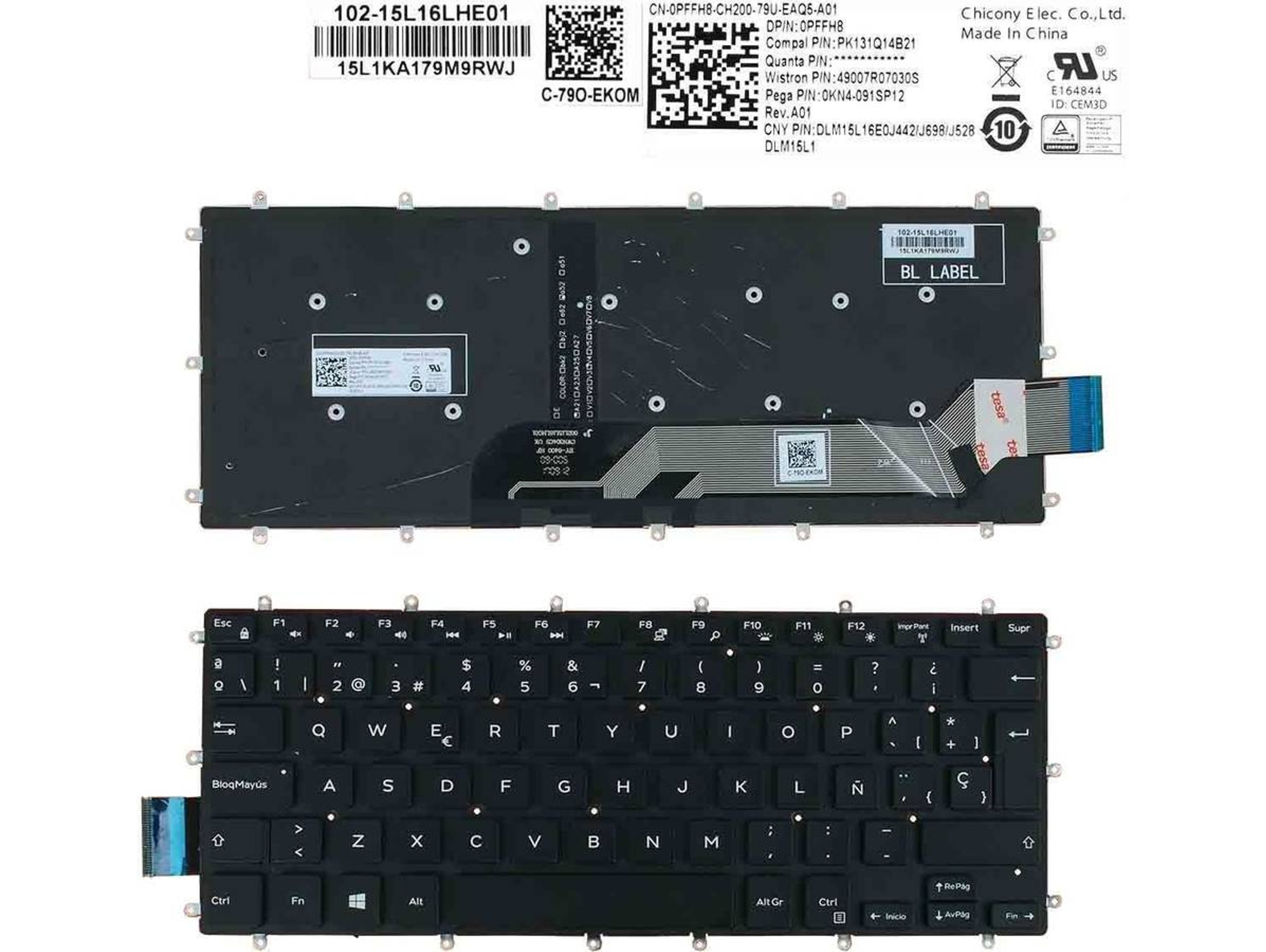 Teclado Retroiluminado para Portátil Dell Inspiron Gaming 14 7466
