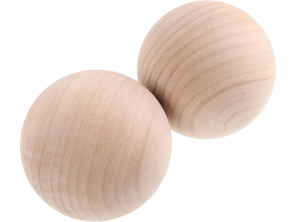 2 Decoración Bolas De Madera Maciza Para
