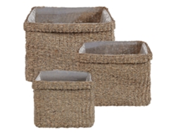 Conjunto de 3 macetas BELIANI Rivuline de Algas marinas Natural 30x30x45