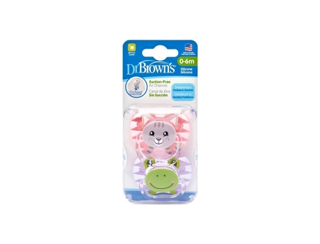 Chupete DR BROWN'S Prevent Animal Face T1 (0-6M - Rosa)