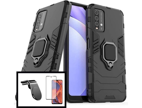 Kit Funda, Protector de Pantalla y Soporte Magnético Xiaomi Redmi 9T PHONECARE Military Defender 2 (Negro)