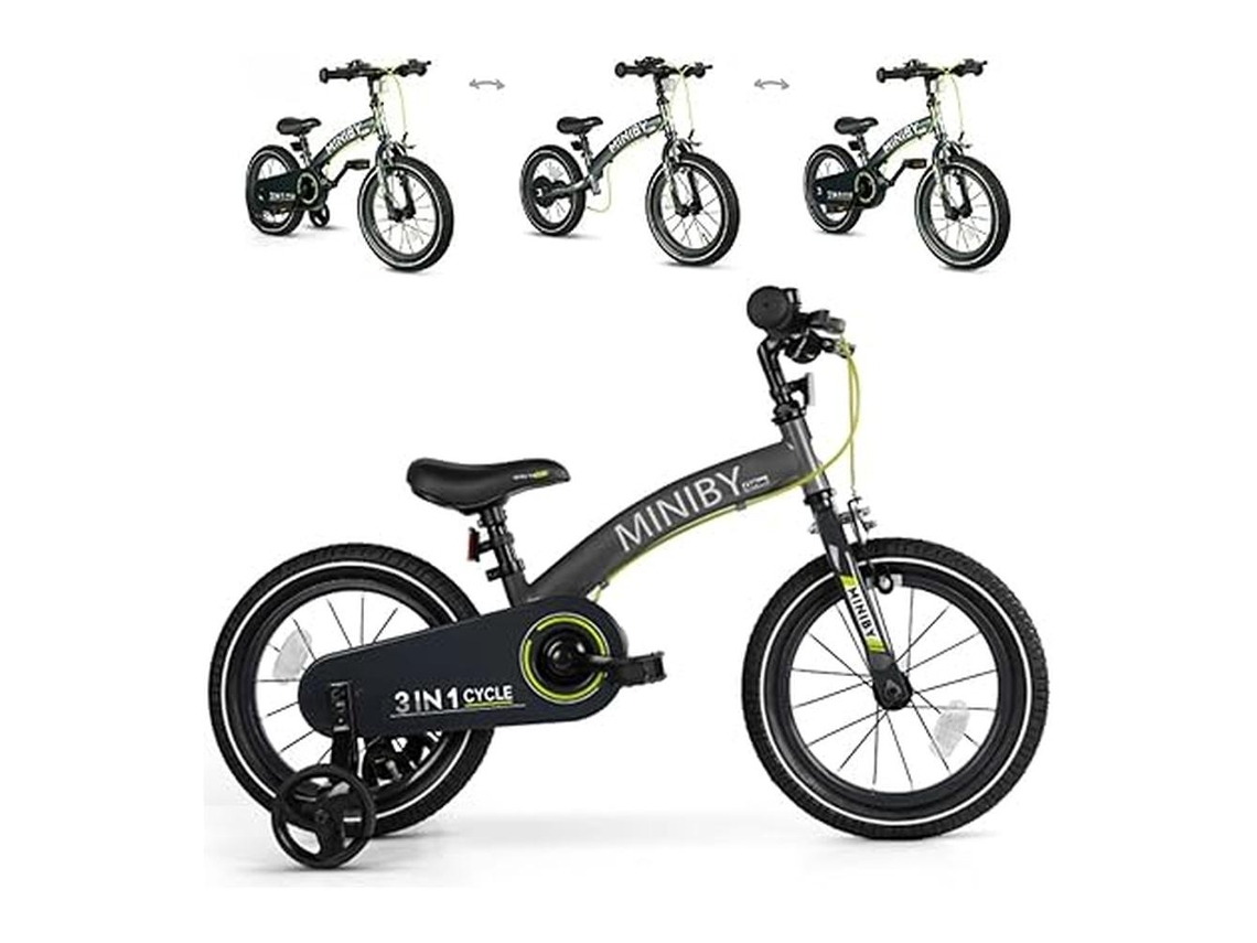 QPLAY Bicicleta infantil 3 en 1 sin pedales, con ruedines y pedales ajustables para niños de 2 a 8 años