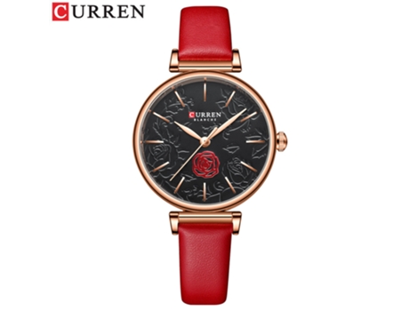 Relojes de Moda para Mujer Reloj Impermeable de Cuarzo con Correa de Cuero para Mujer-Concha Rosa Negra LUUCOZK