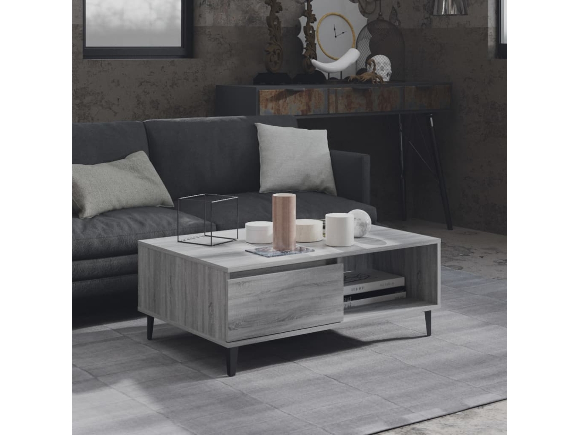 Mesa de centro de 90x60x35cm, madera gris Sonoma | HARLANV1