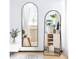 Espejo De Pie 164 X 54 Cm,espejo De Suelo Arqueado Con Marco De Aleación De Aluminio, Ideal Para Dormitorio, Vestidor, Salón – Diseño Moderno, Negro