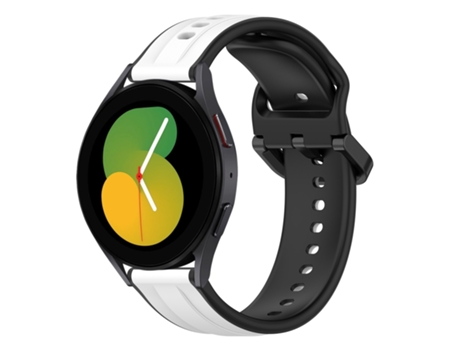 Correa de reloj inteligente para Samsung Galaxy Watch 5 44 mm 20 mm Bucle convexo de silicona bicolor (blanco + negro)