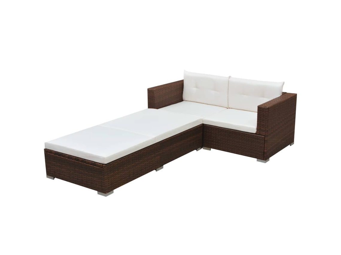 Conjunto de jardín de 3 piezas con cojines de mimbre marrón de DKD Home Decor