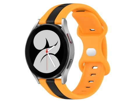 Correa de reloj inteligente para Samsung Galaxy Watch4 40 mm 20 mm Hebilla de mariposa de silicona bicolor (negro + amarillo)