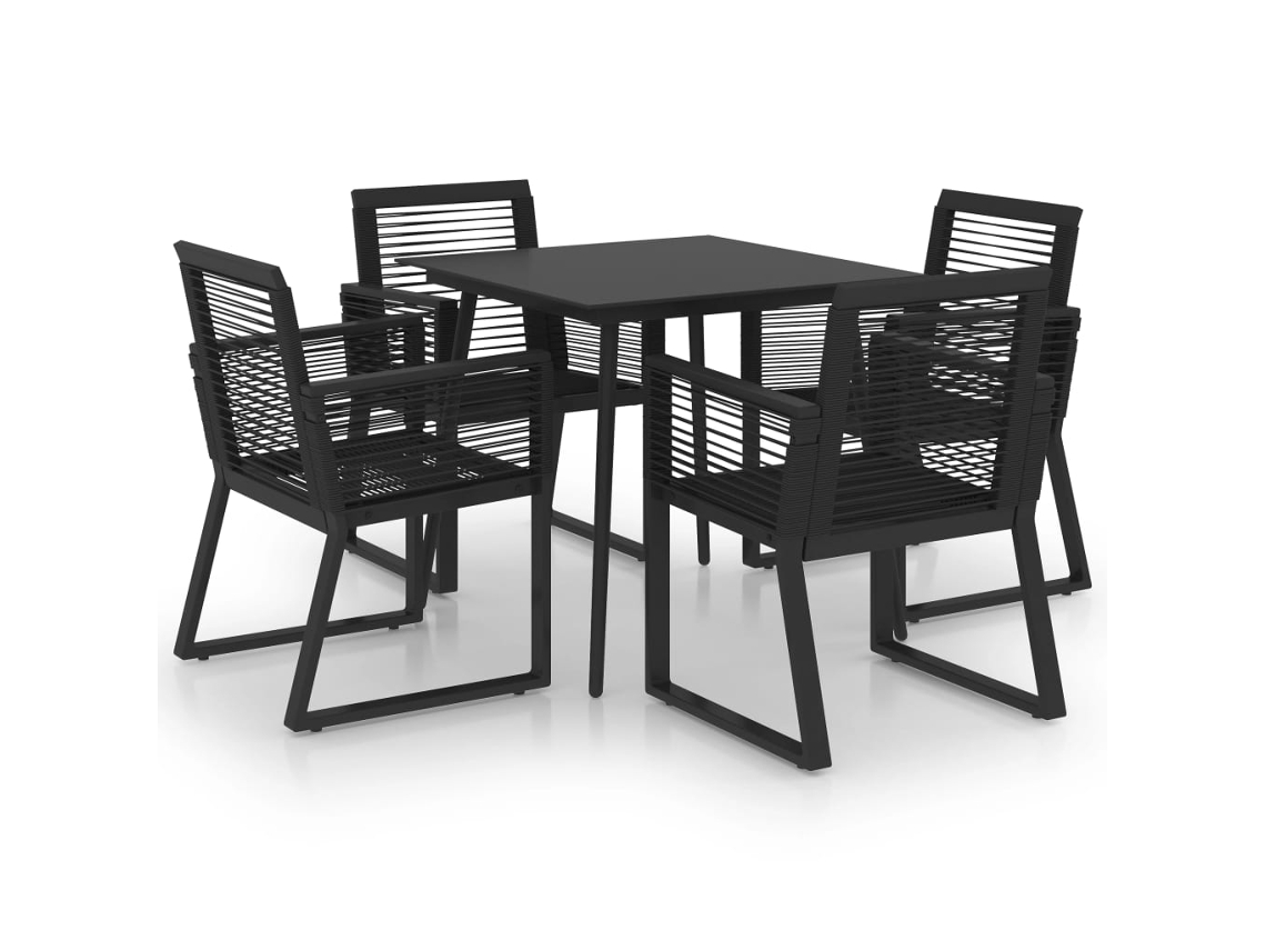 Maison Exclusive - Juego De Comedor Para Jardín 5 Piezas Ratán Pvc Negro