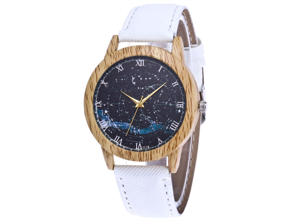 Reloj De Pulsera De Cuarzo Informal Para Mujer Con Un Encantador Cinturón De Estampado Vaquero Blanco.