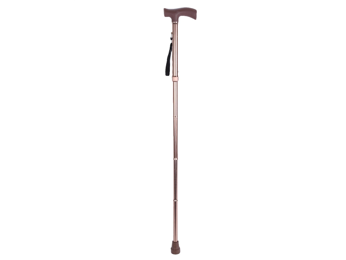 Bastón plegable de aleación metálica para personas mayores, guía para ciegos, muleta, color bronce, longitud ajustable.