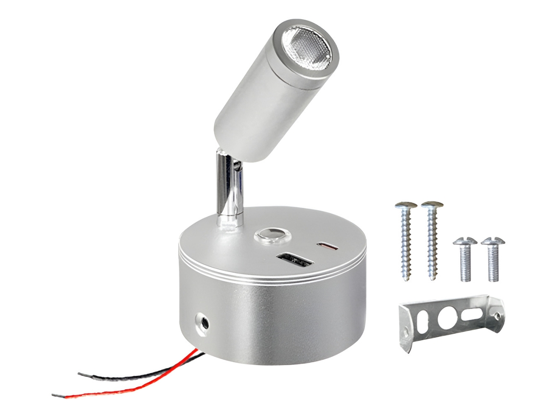 Luz de lectura plateada para RV Aslowmoose con interruptor táctil
