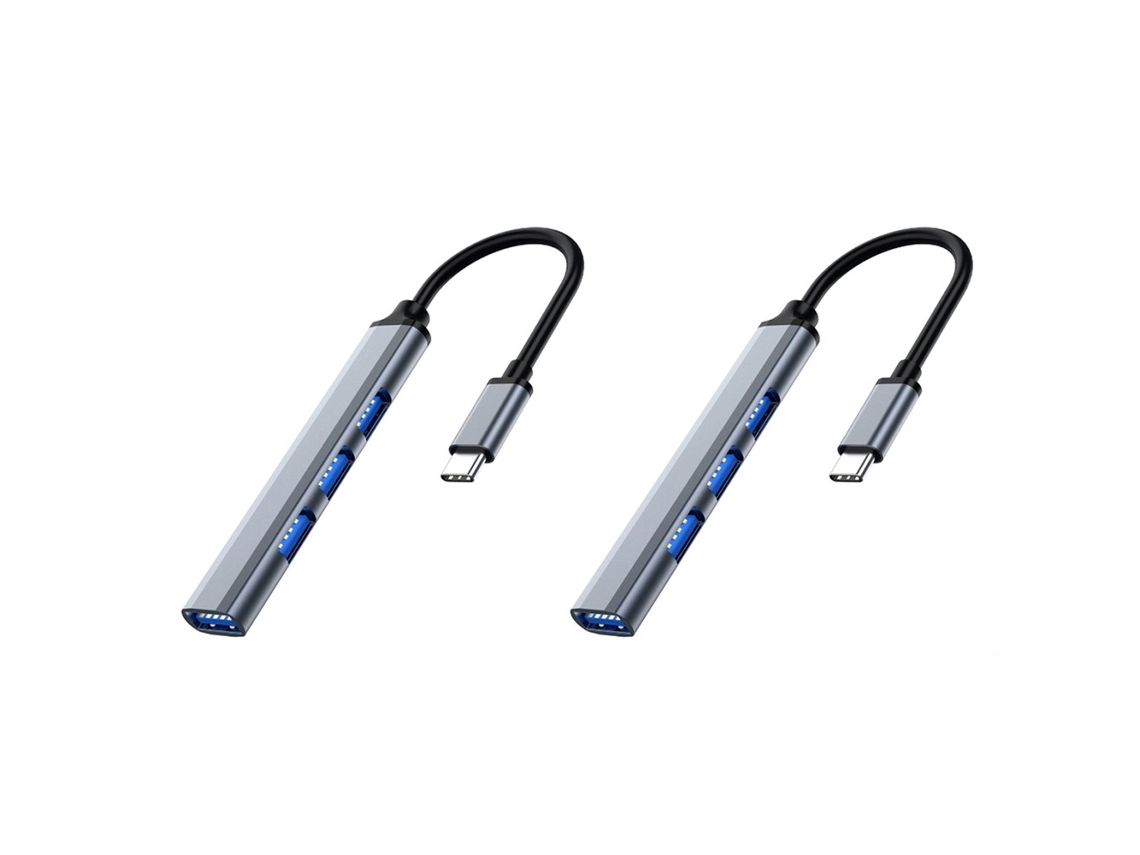 Paquete De 2 Concentradores Usb-c A Usb 3.0 De 4 Puertos, Adaptadores De Datos Multipuerto Para Portátiles, Pc Y Macbook (plateado)