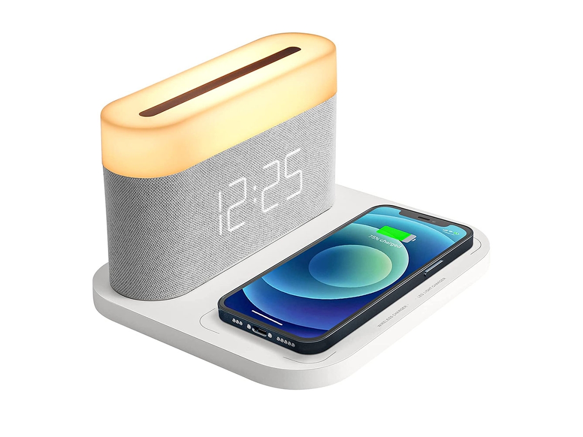 Cargador Inalámbrico 3 en 1, Lámpara de Mesa, Reloj, Carga Inalámbrica 15w Kofihety