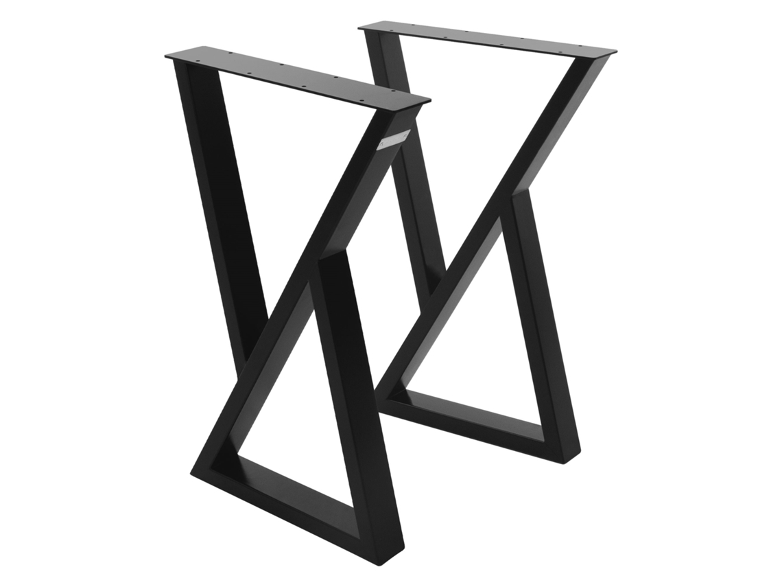 Set de 2 Patas de mesa industrial ML-Design 40 x AL 71 cm negro en acero diseño en forma de X