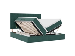 Maison Exclusive - Cama De Almacenamiento Led Con Colchón Verde Oscuro