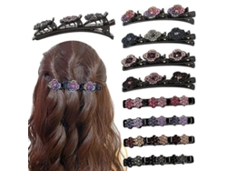 2026-pinzas De Pelo Trenzadas Con Piedras De Cristal Brillantes Para Mujer, 3 Pequeñas Pinzas, Barrete Multiclip Estilo Elegante