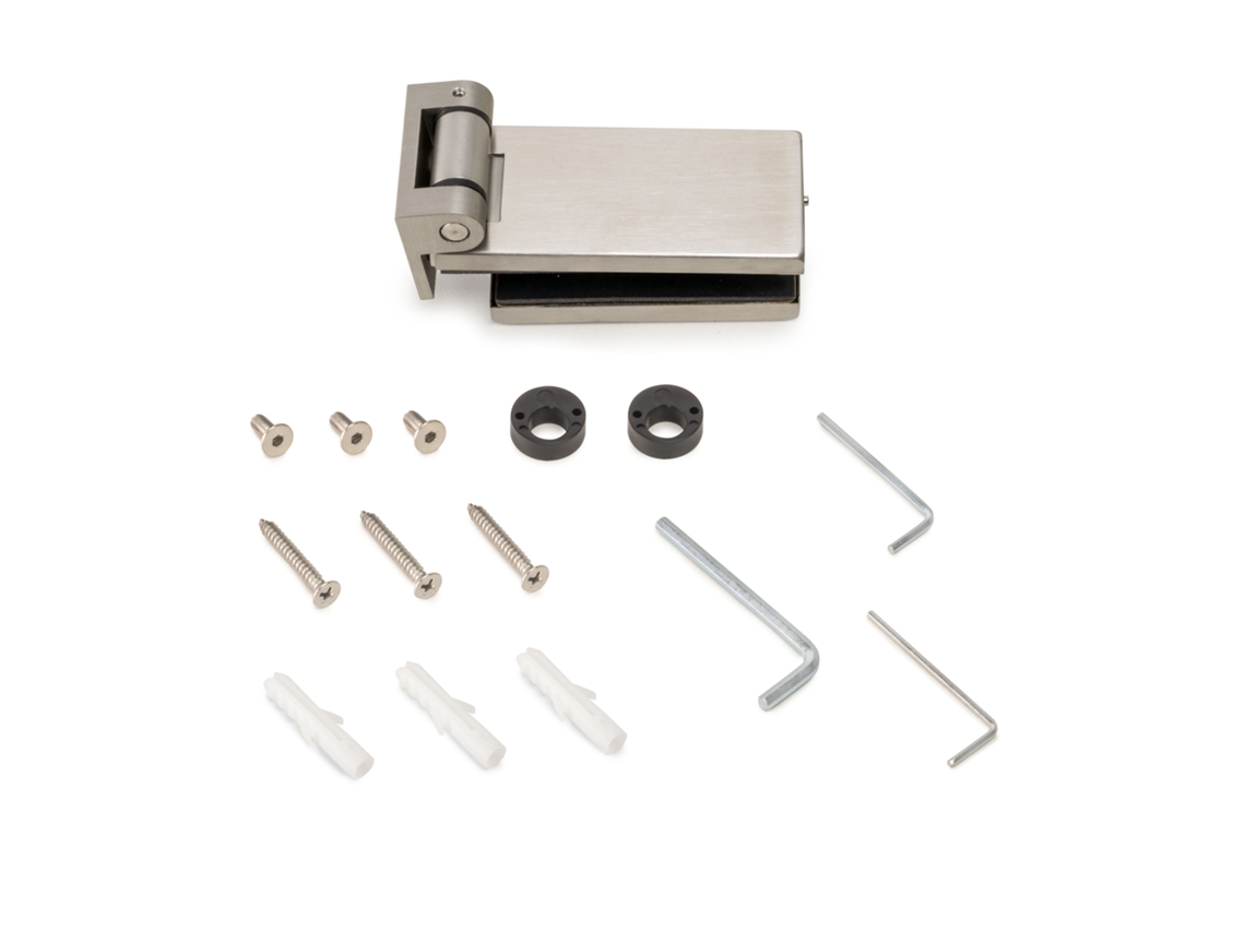 Bisagra para Puertas de Vidrio con Acabado en Acero Inoxidable Bisagra Horizontal de 34 Mm para Puertas de 8-12 Mm Acero Inoxidable. EMUCA