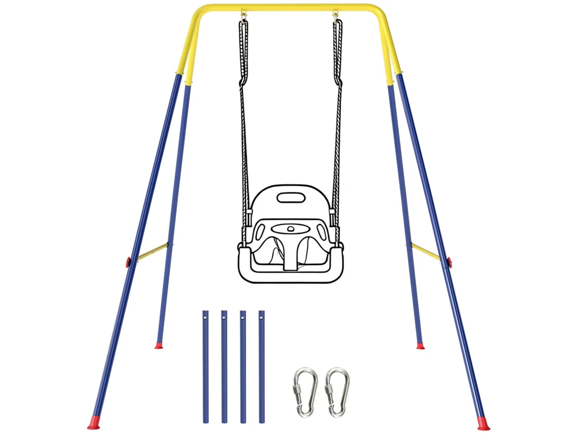 Columpio redondo infantil de jardín, 100 cm, altura regulable, soporta hasta 150 kg, Ø100x180 cm, negro y verde, ZENCORE