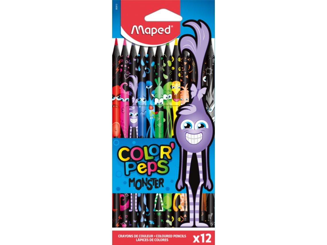 Caja 12 Lápis Cor Maped Color Peps Monsters