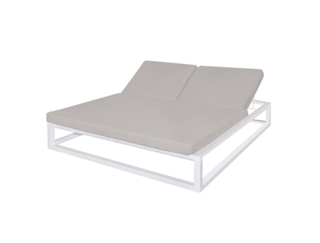 Tumbona Luana Doble 180 x 200 x 43 cm Blanco Gris Acero BIGBUY GARDEN