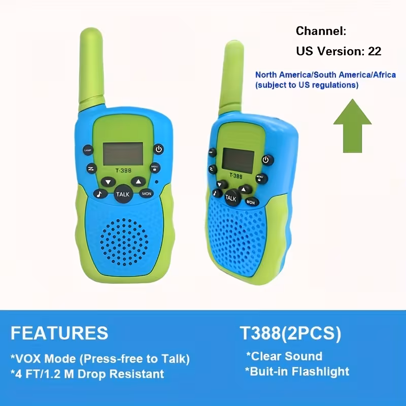 Walkie-talkie 3 en 1 para niños, pantalla LCD iluminada, alcance de 3 km, color rosa. Regalo ideal para niños.