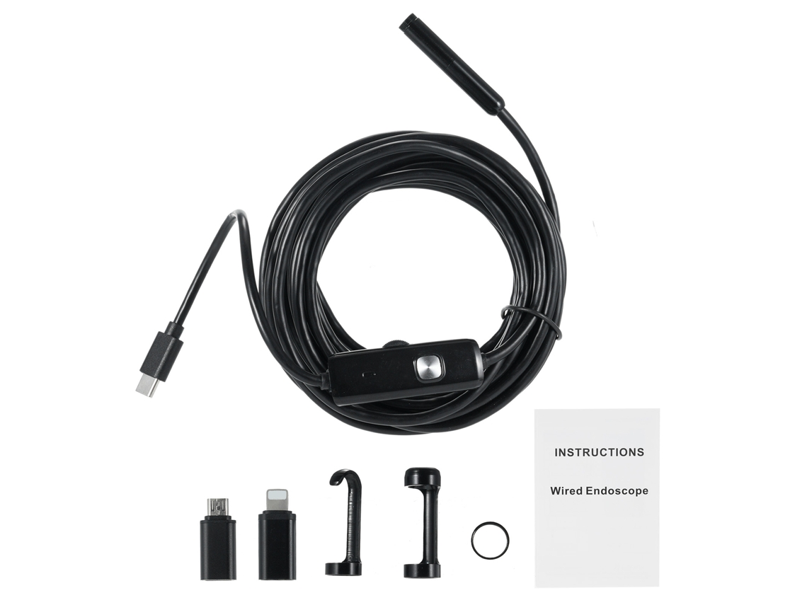 Endoscopio Con Cámara 1920p Ip68, 5 M, Semirrígido, Con Luz Led, Compatible Con Ios Y Android.