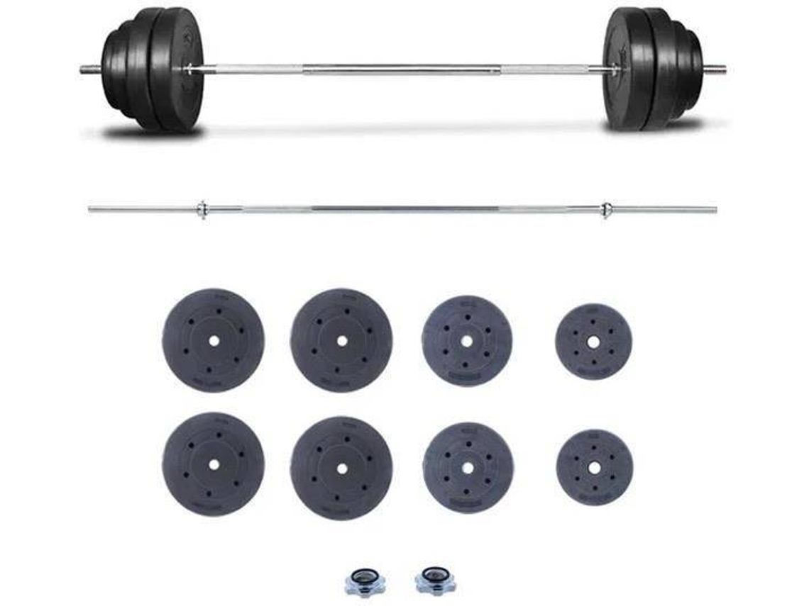 Discos de Musculación Juego de y barra FITNESS TECH  Barbell Olímpico (35kg)