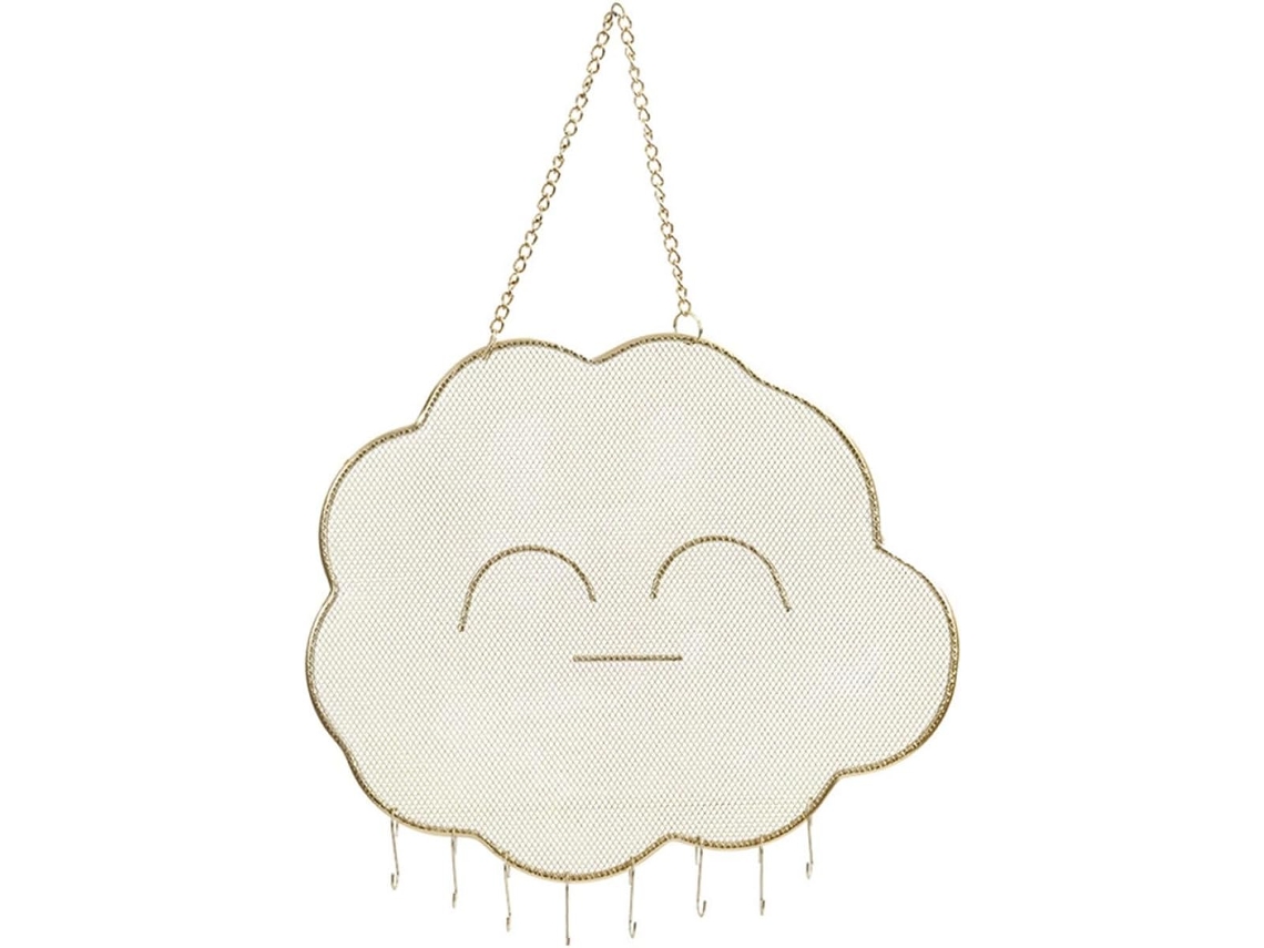 Organizador de pared GOKOCO con forma de nube, metal dorado, vitrina para pendientes, soporte para joyas, multiusos, collares, pulseras y más.