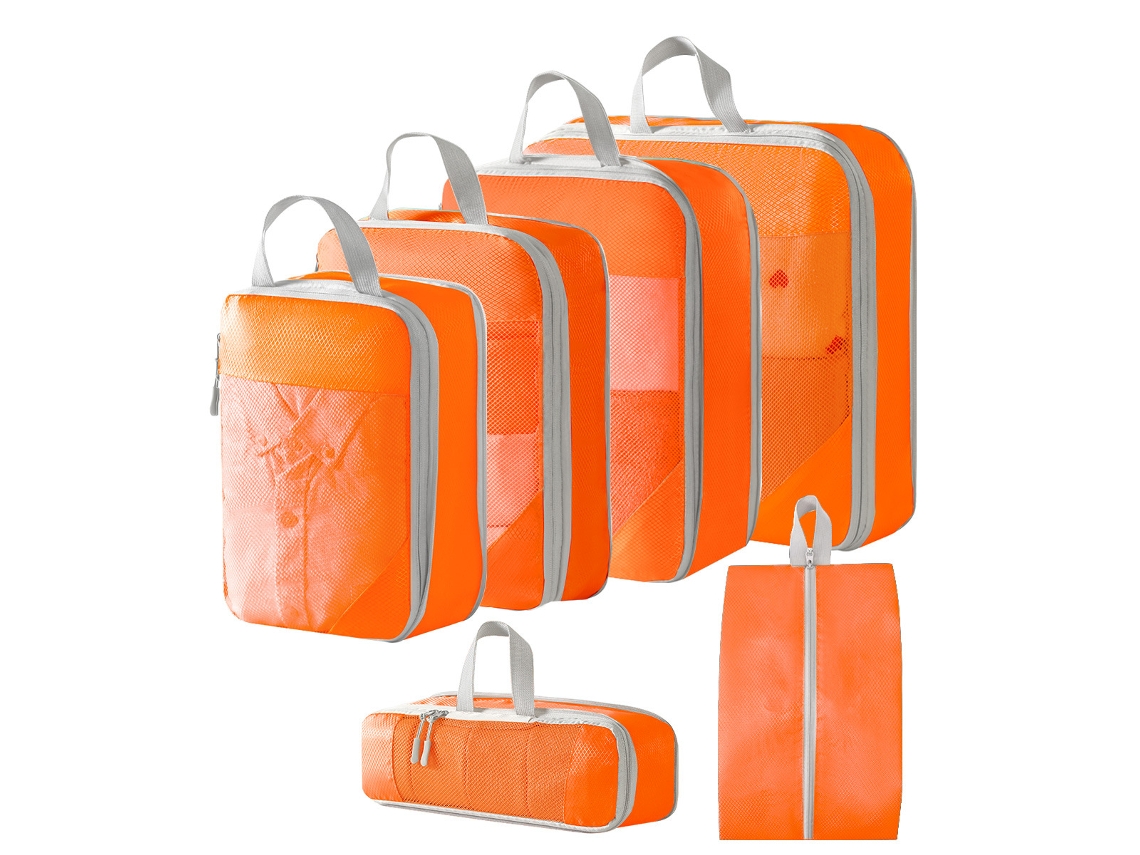 Conjunto De Bolsas Organizadoras Para Malas, Com Bolsas Para Sapatos, Pacote Com 6 Chrui (laranja)