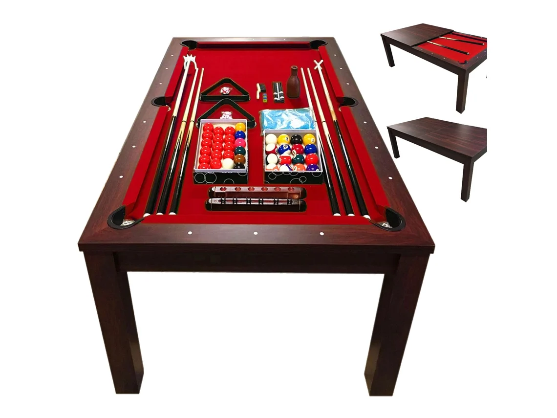 Mesa de Billar Convertible Roja de 7 Pies - Estia