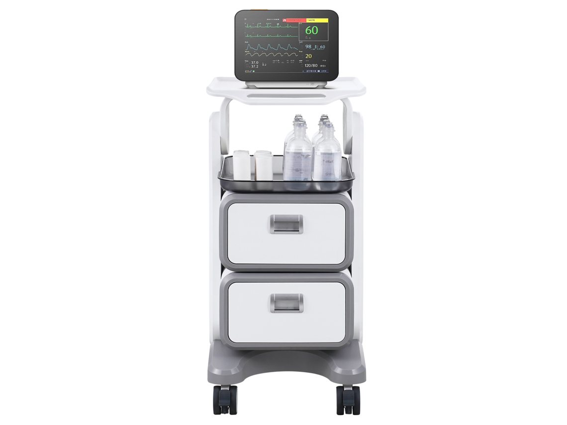 Carros De Laboratorio Succebuy De 3 Niveles Carro Médico Móvil Con 2 Cajones Y 1 Bandeja Superior Blanco