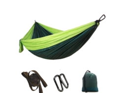 Hamaca Individual Portátil Para Camping Y Viajes Con Correa Para Árbol (verde Claro Y Azul Oscuro)