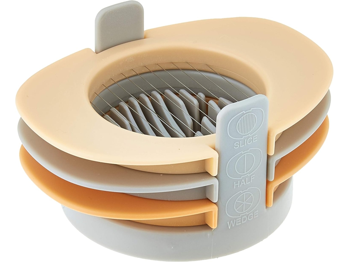 Cortador de huevos multifuncional 3 en 1 para huevos duros con alambre de corte de acero inoxidable (naranja)