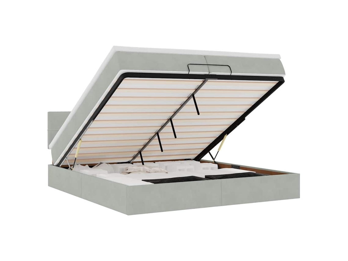 Maison Exclusive - Estructura Cama Otomana Colchones Terciopelo Gris Claro